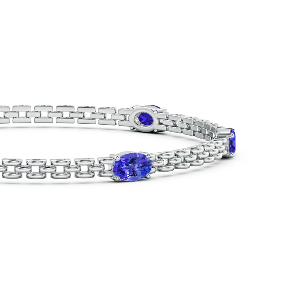 6x4mm AAAA Five Stone Oval Tanzanite Station Link Bracelet in White Gold - side 1