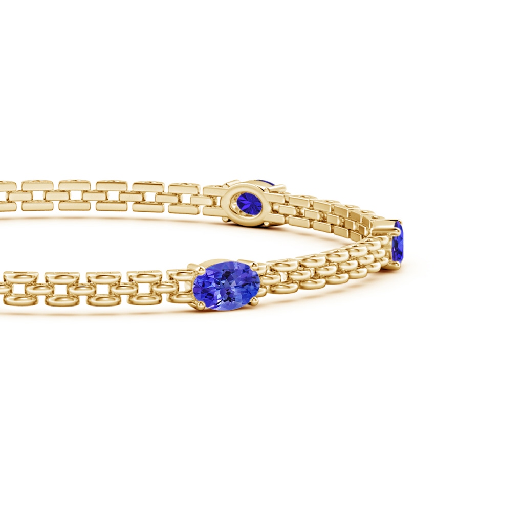 6x4mm AAAA Five Stone Oval Tanzanite Station Link Bracelet in Yellow Gold - side 1