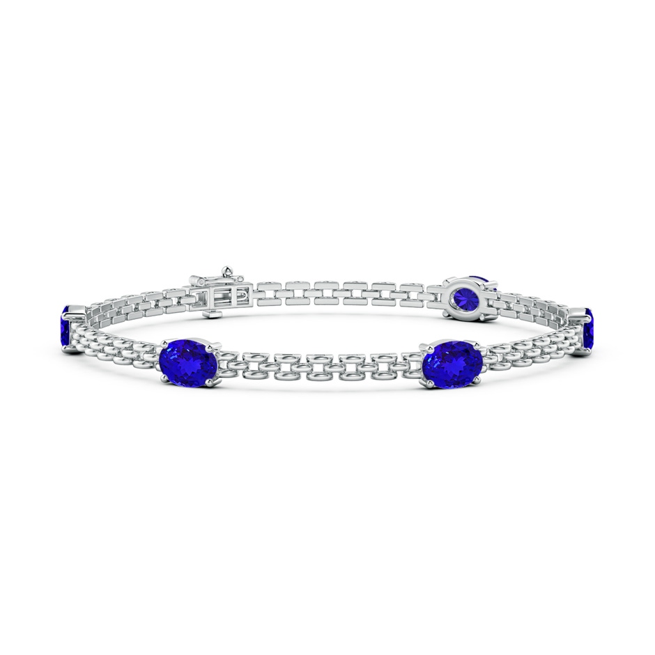 7x5mm AAAA Five Stone Oval Tanzanite Station Link Bracelet in White Gold 