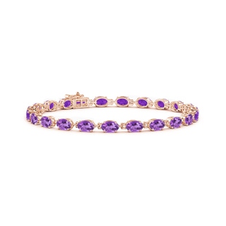 6x4mm AA Classic Oval Amethyst Tennis Bracelet in Rose Gold