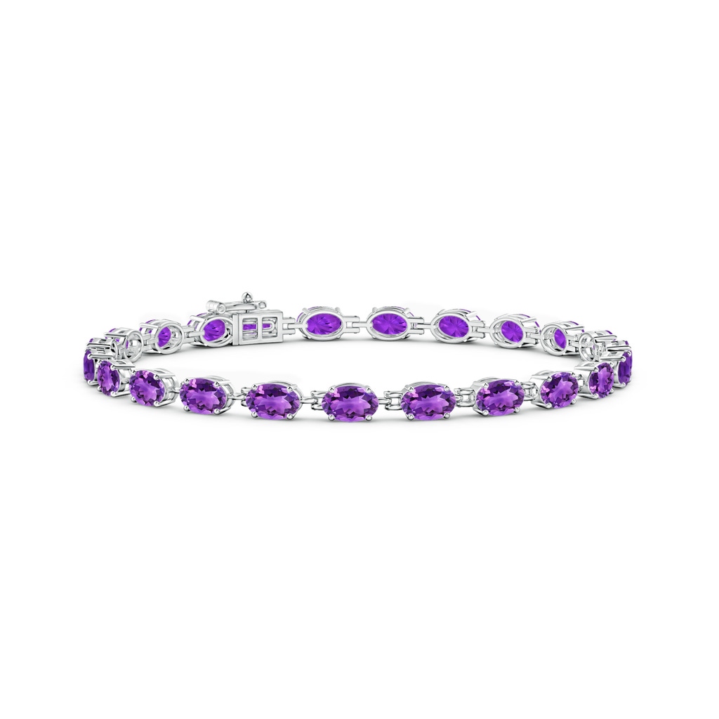 6x4mm AAA Classic Oval Amethyst Tennis Bracelet in White Gold