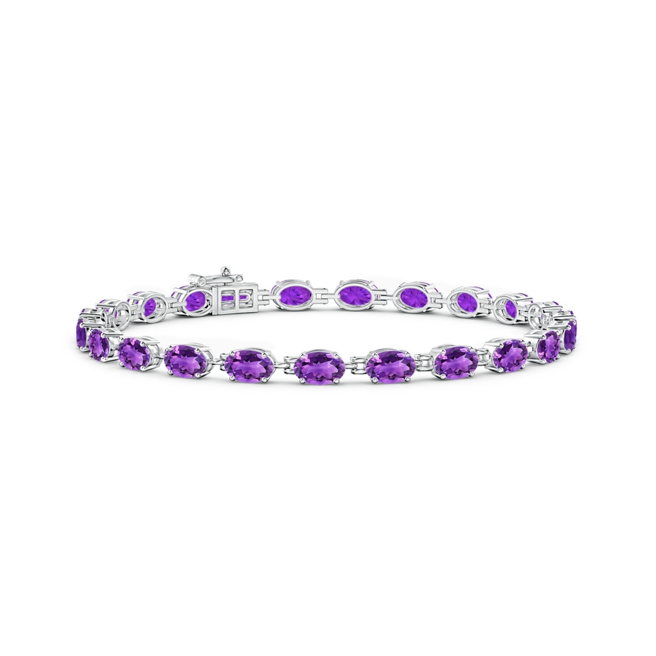 6x4mm AAA Classic Oval Amethyst Tennis Bracelet in White Gold 