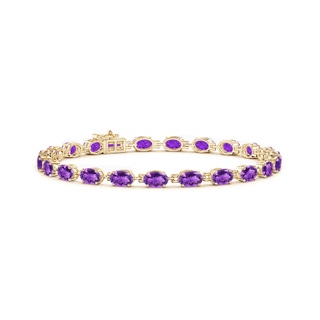 6x4mm AAA Classic Oval Amethyst Tennis Bracelet in Yellow Gold