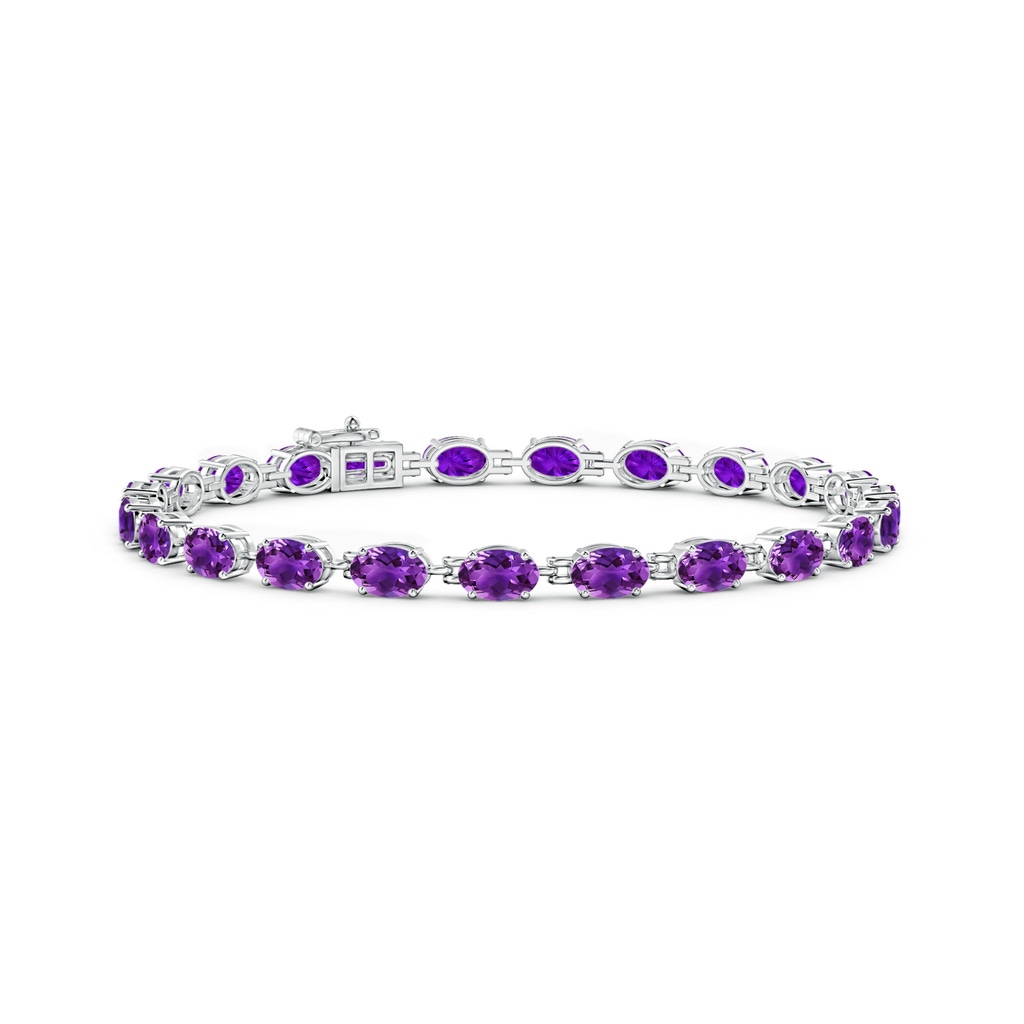 6x4mm AAAA Classic Oval Amethyst Tennis Bracelet in White Gold