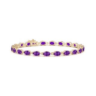 6x4mm AAAA Classic Oval Amethyst Tennis Bracelet in Yellow Gold