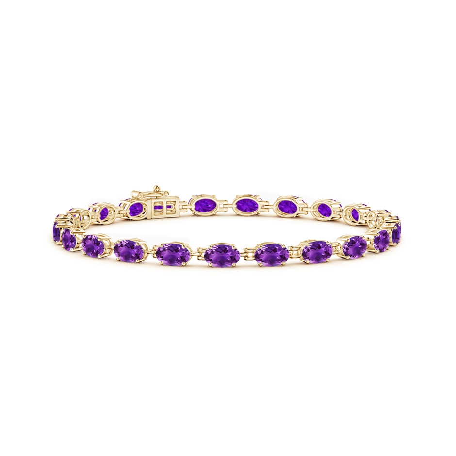 6x4mm AAAA Classic Oval Amethyst Tennis Bracelet in Yellow Gold 