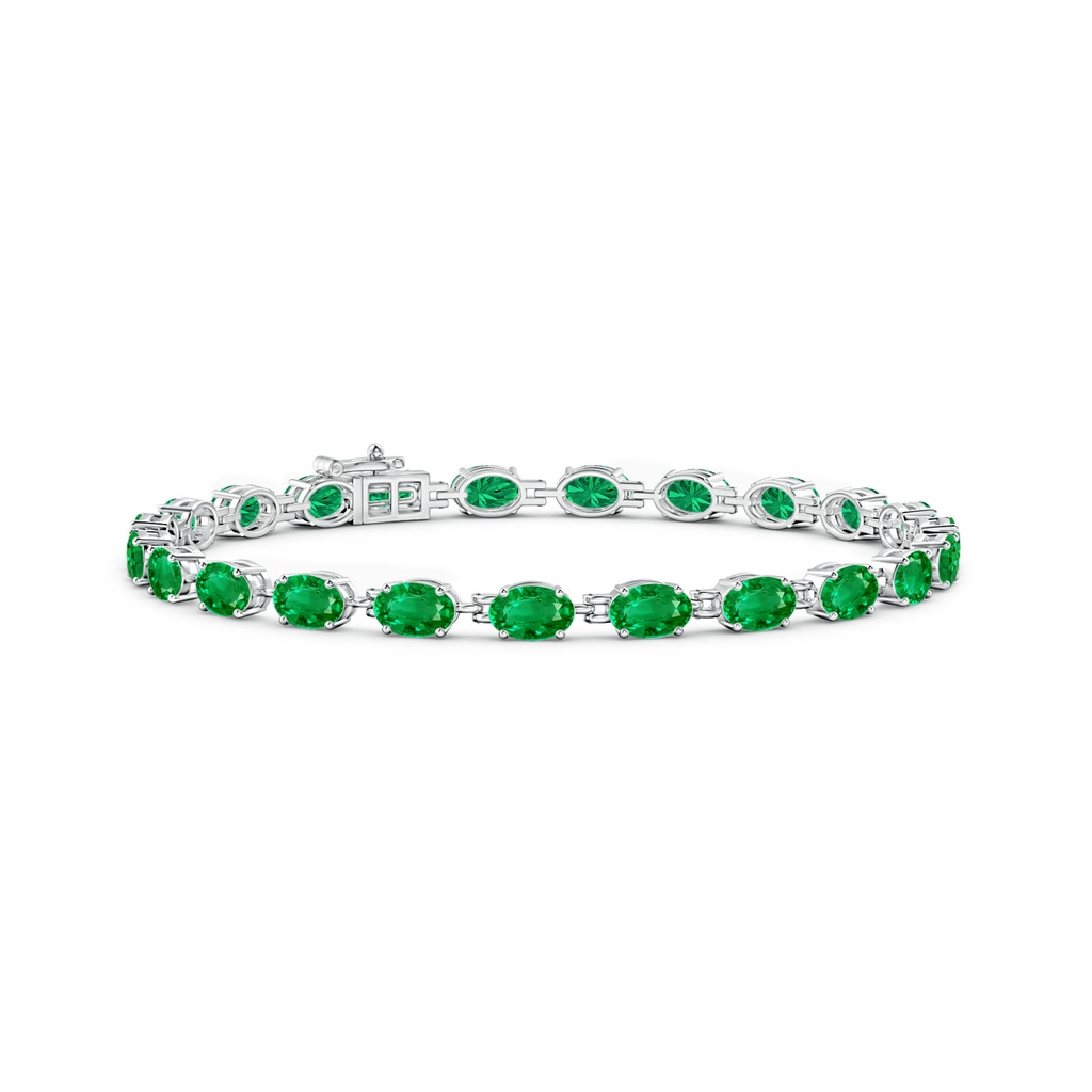 6x4mm AAA Classic Oval Emerald Tennis Bracelet in White Gold
