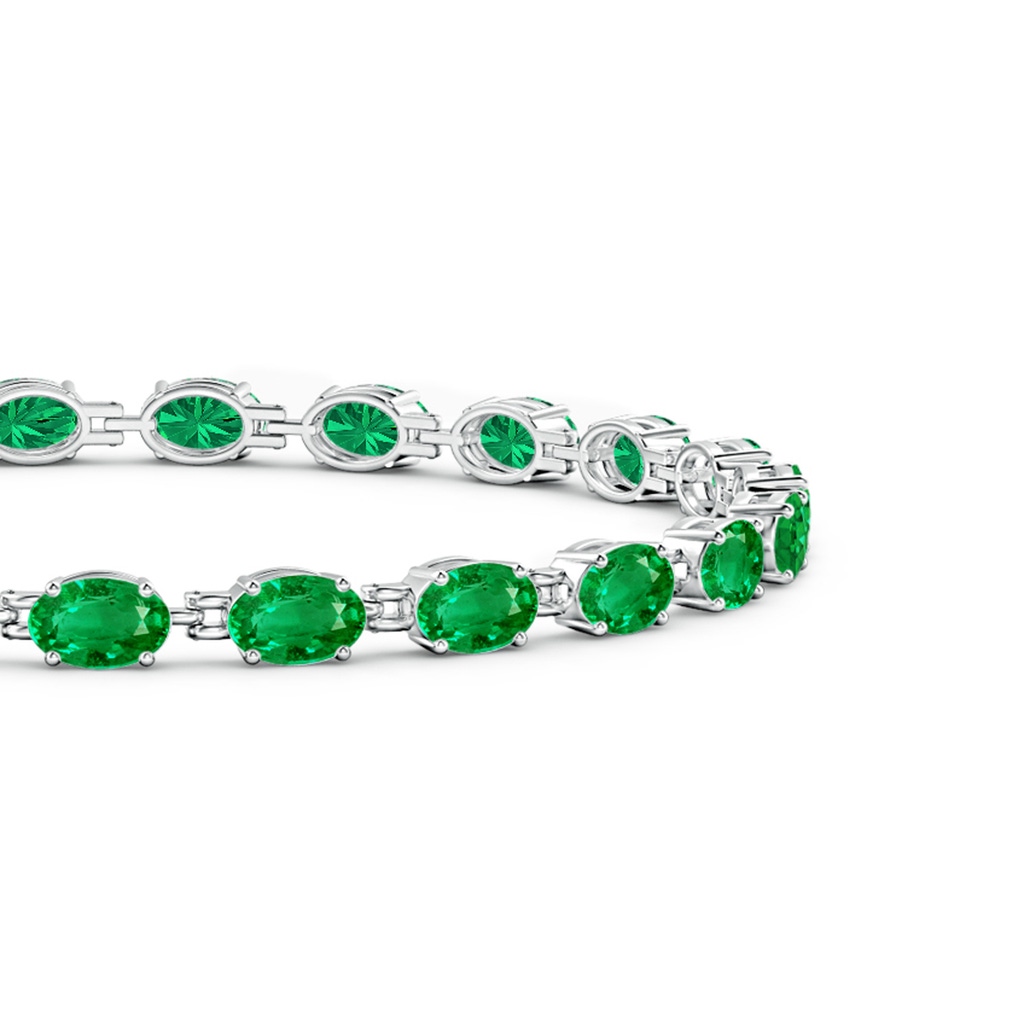 6x4mm AAA Classic Oval Emerald Tennis Bracelet in White Gold Side-1