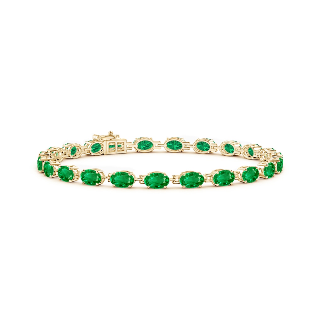 6x4mm AAA Classic Oval Emerald Tennis Bracelet in Yellow Gold