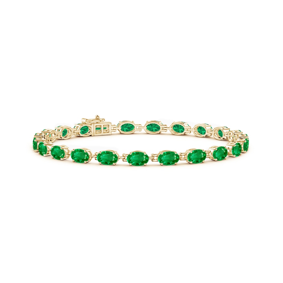 6x4mm AAA Classic Oval Emerald Tennis Bracelet in Yellow Gold 