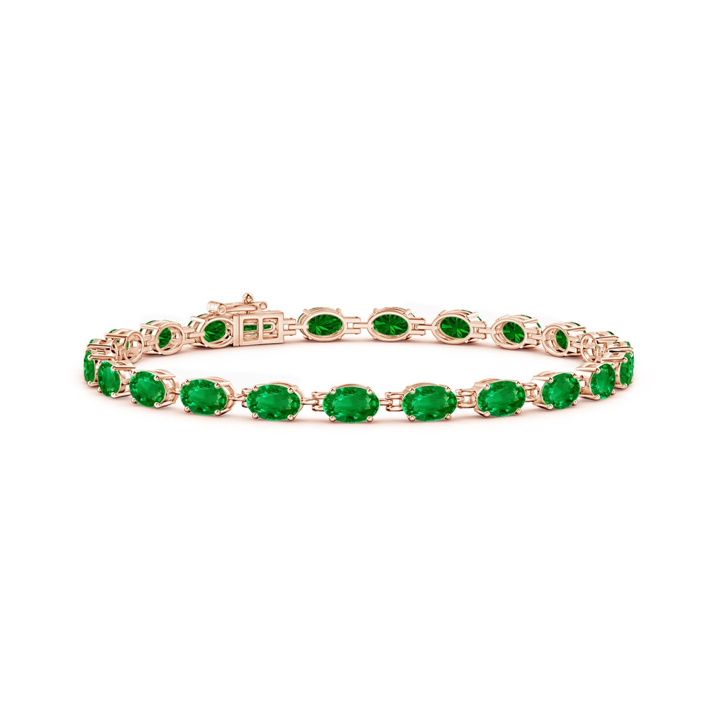 6x4mm AAAA Classic Oval Emerald Tennis Bracelet in Rose Gold