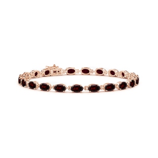 6x4mm A Classic Oval Garnet Tennis Bracelet in Rose Gold