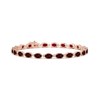 6x4mm AA Classic Oval Garnet Tennis Bracelet in Rose Gold