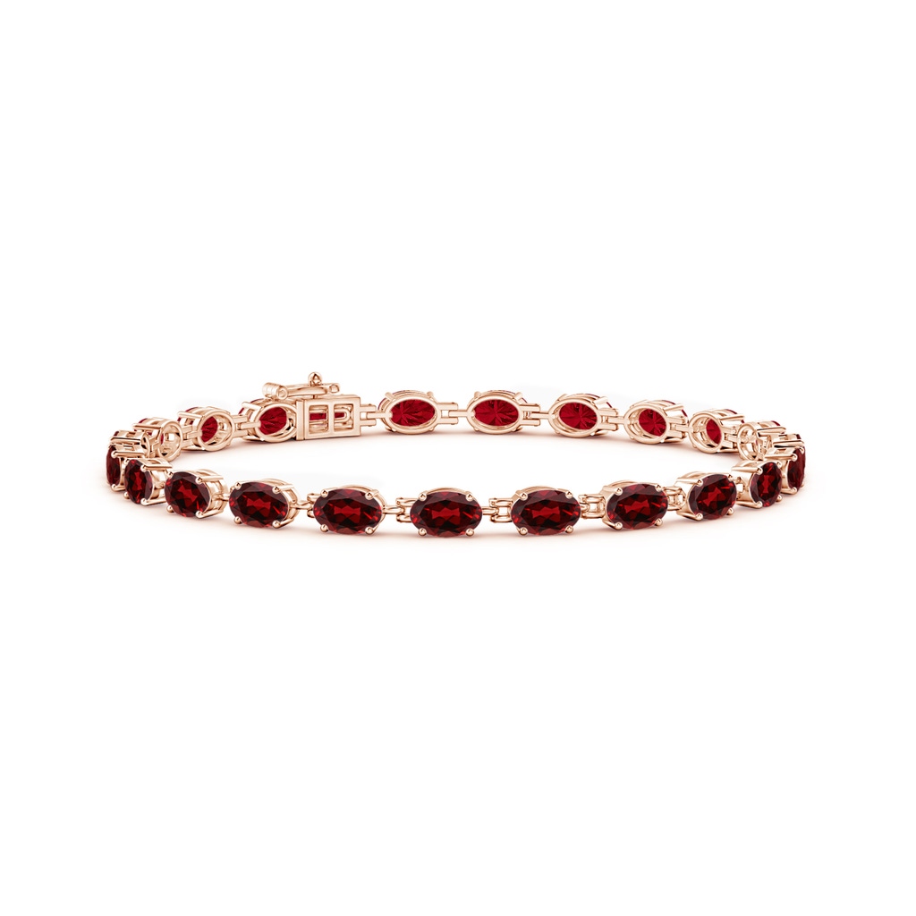 6x4mm AAAA Classic Oval Garnet Tennis Bracelet in Rose Gold