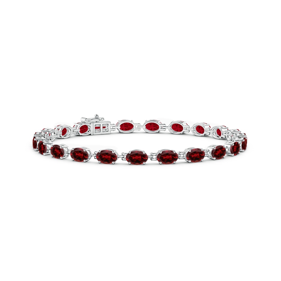 6x4mm AAAA Classic Oval Garnet Tennis Bracelet in White Gold 