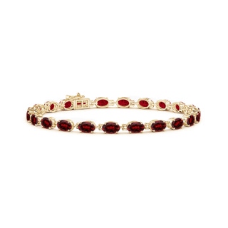 6x4mm AAAA Classic Oval Garnet Tennis Bracelet in Yellow Gold