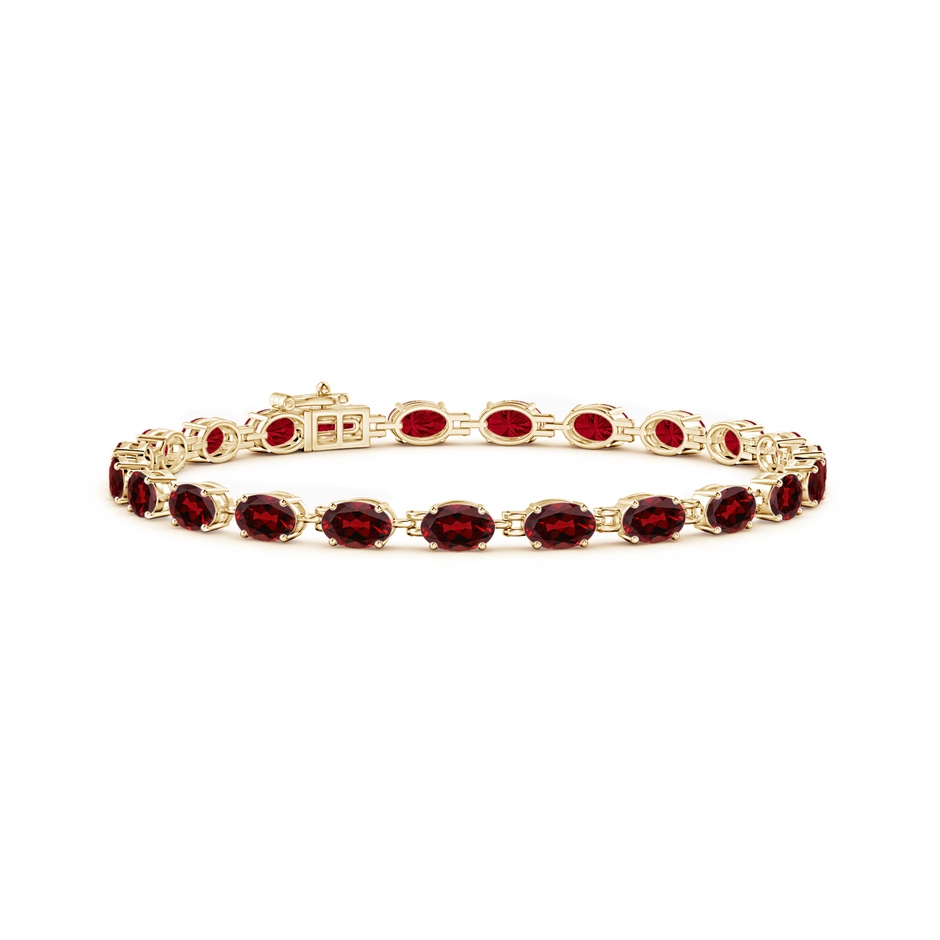 6x4mm AAAA Classic Oval Garnet Tennis Bracelet in Yellow Gold 