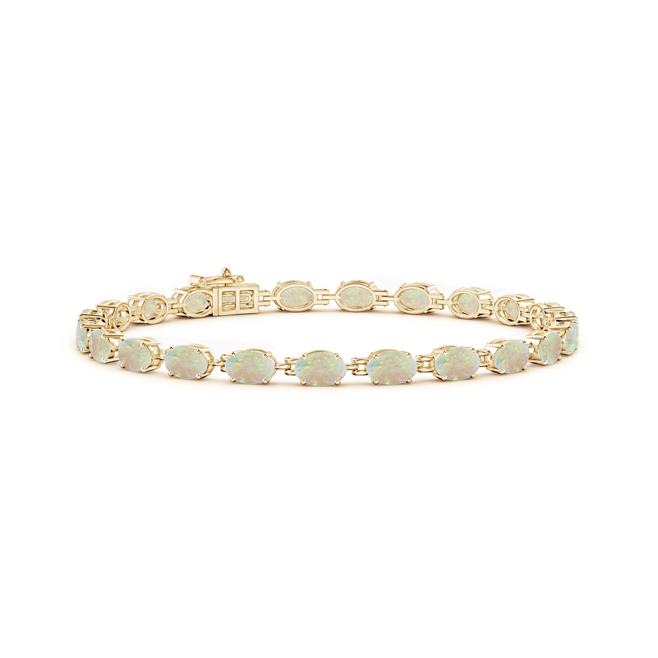 6x4mm AAA Classic Oval Opal Tennis Bracelet in Yellow Gold 