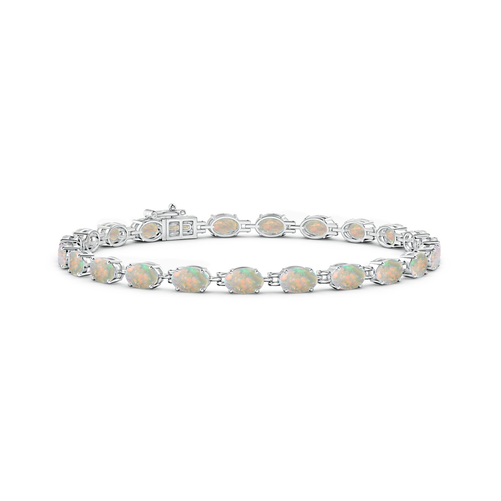 6x4mm AAAA Classic Oval Opal Tennis Bracelet in White Gold