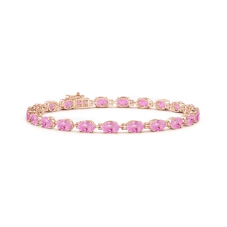 6x4mm A Classic Oval Pink Sapphire Tennis Bracelet in Rose Gold