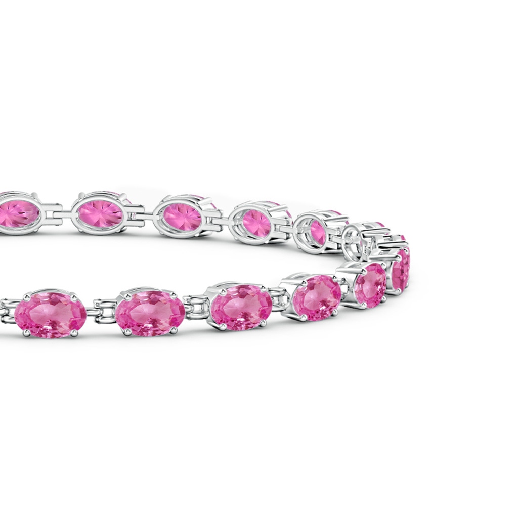 6x4mm AAA Classic Oval Pink Sapphire Tennis Bracelet in White Gold Side-1