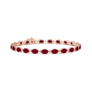 6x4mm A Classic Oval Ruby Tennis Bracelet in Rose Gold