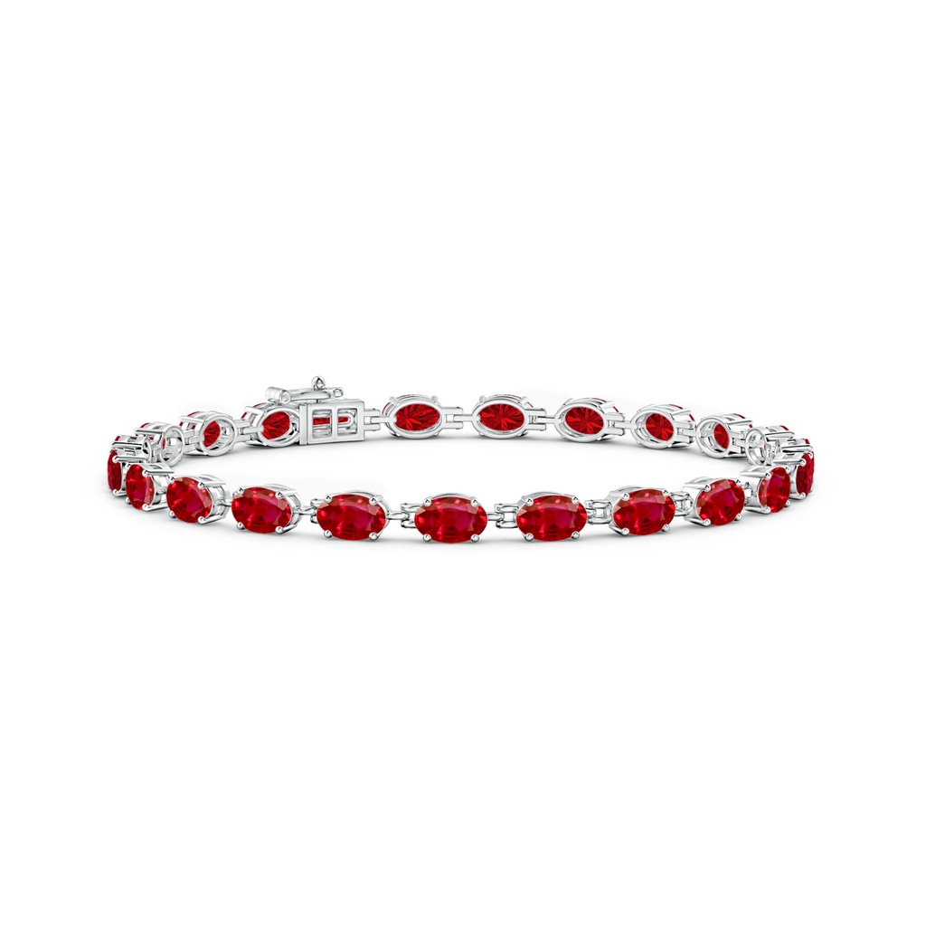 6x4mm AAA Classic Oval Ruby Tennis Bracelet in White Gold
