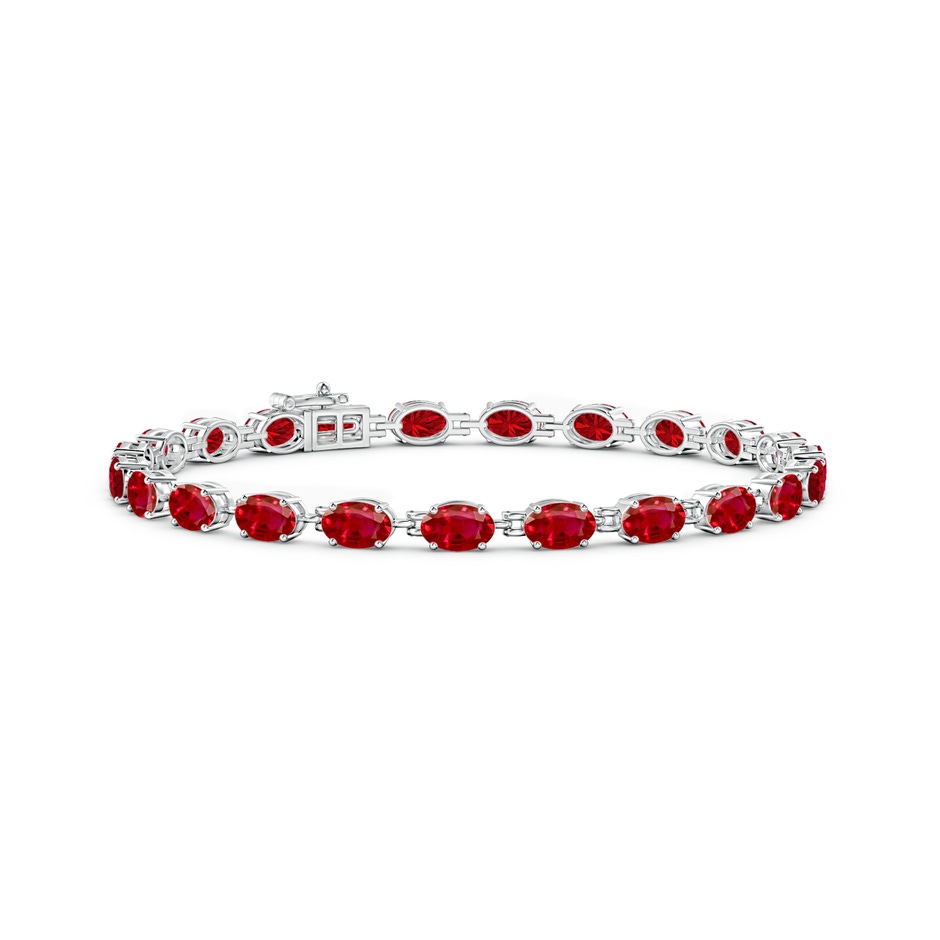 6x4mm AAA Classic Oval Ruby Tennis Bracelet in White Gold 