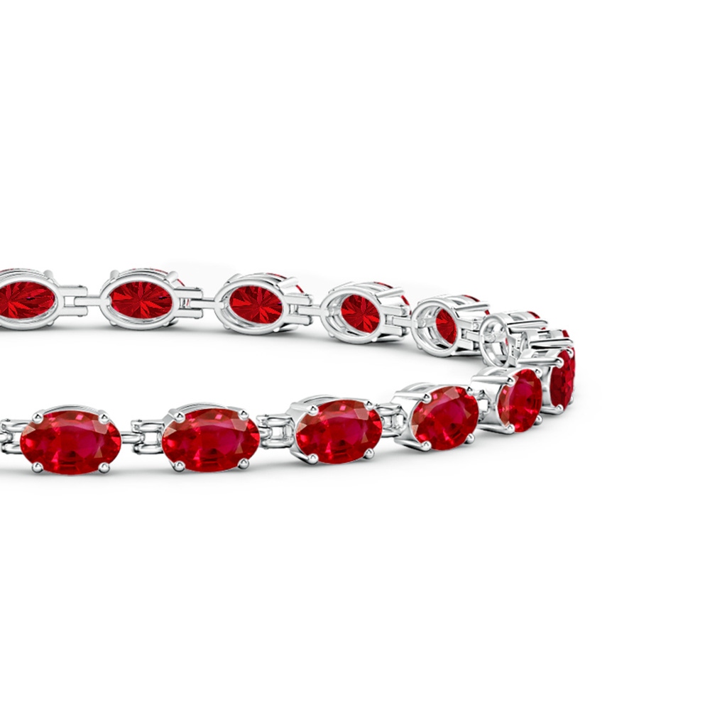 6x4mm AAA Classic Oval Ruby Tennis Bracelet in White Gold Side-1