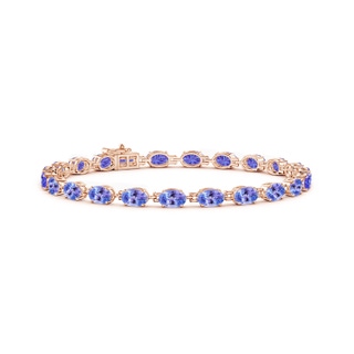 6x4mm AAA Classic Oval Tanzanite Tennis Bracelet in Rose Gold