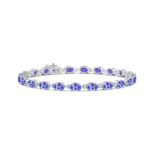 6x4mm AAA Classic Oval Tanzanite Tennis Bracelet in White Gold