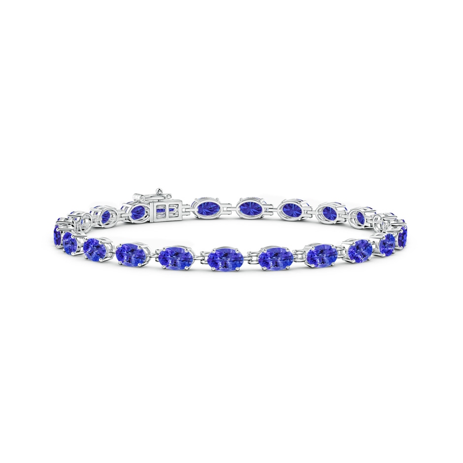 6x4mm AAAA Classic Oval Tanzanite Tennis Bracelet in White Gold 