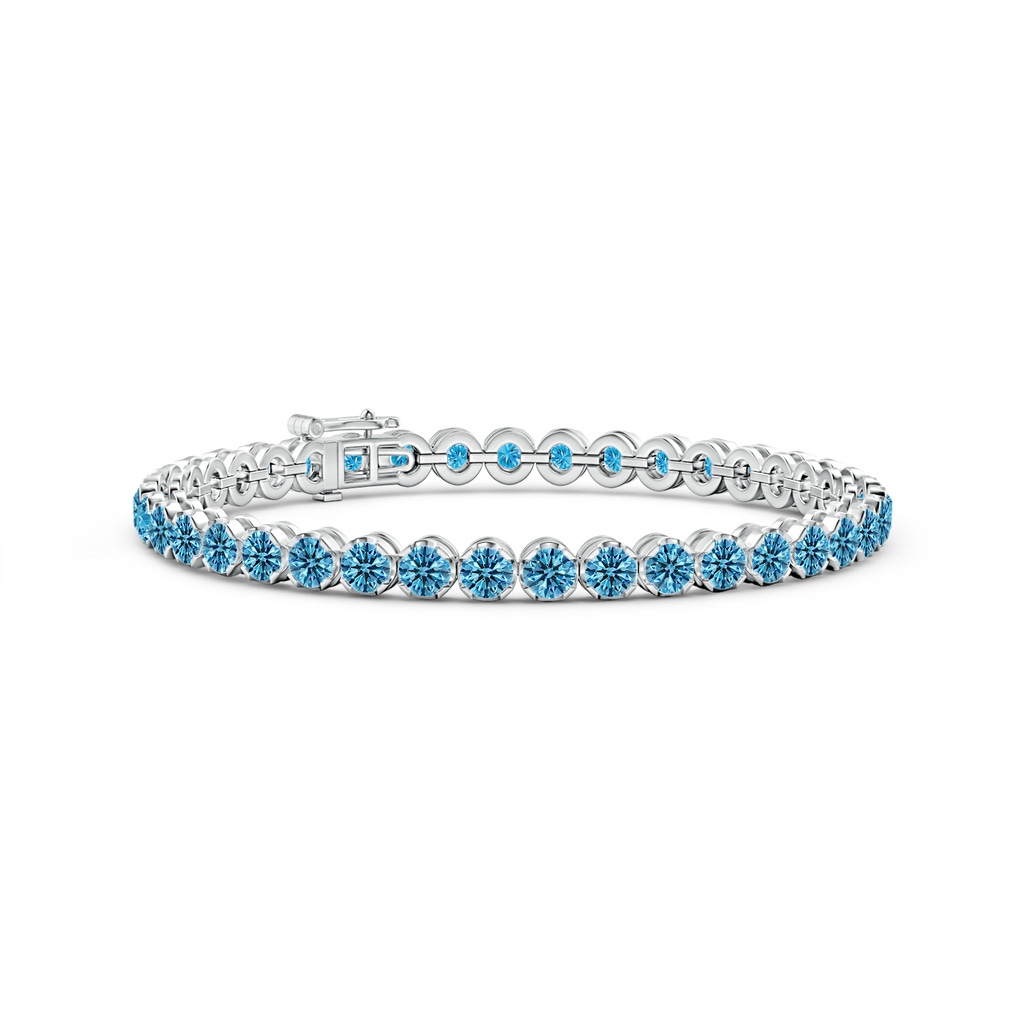 3.6mm AAAA Classic Round Fancy Intense Blue Diamond Tennis Bracelet in White Gold