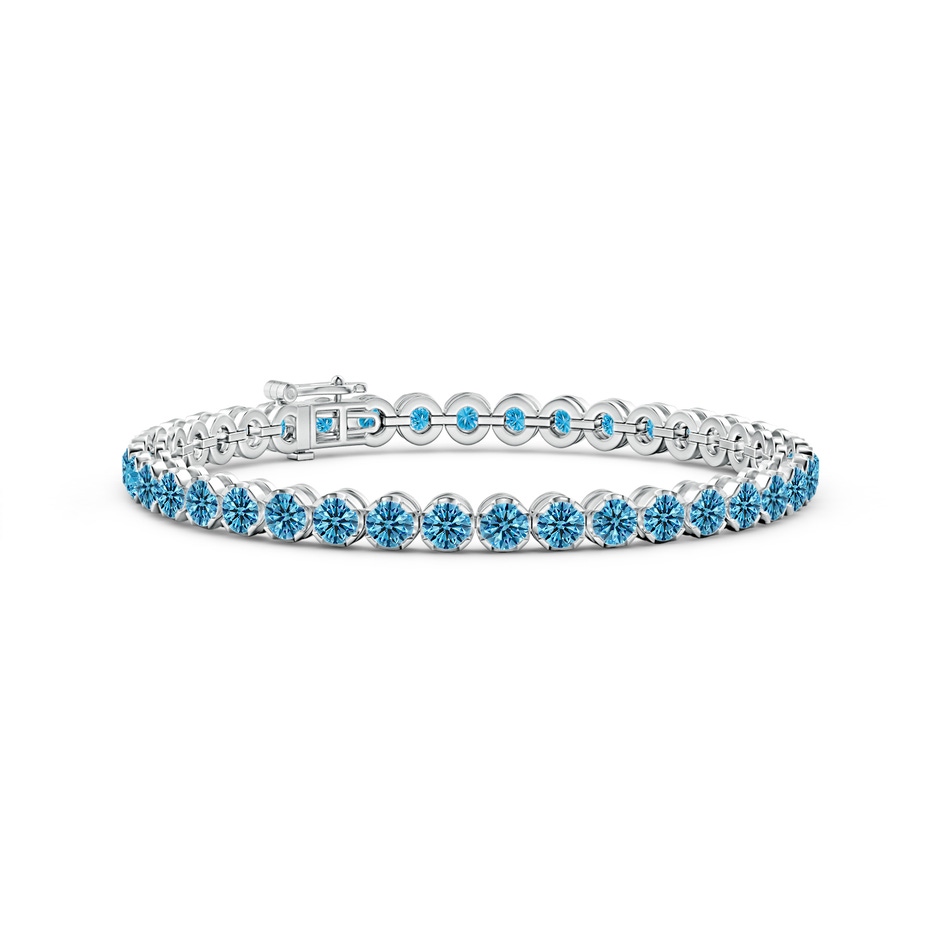 3.6mm AAAA Classic Round Fancy Intense Blue Diamond Tennis Bracelet in White Gold 