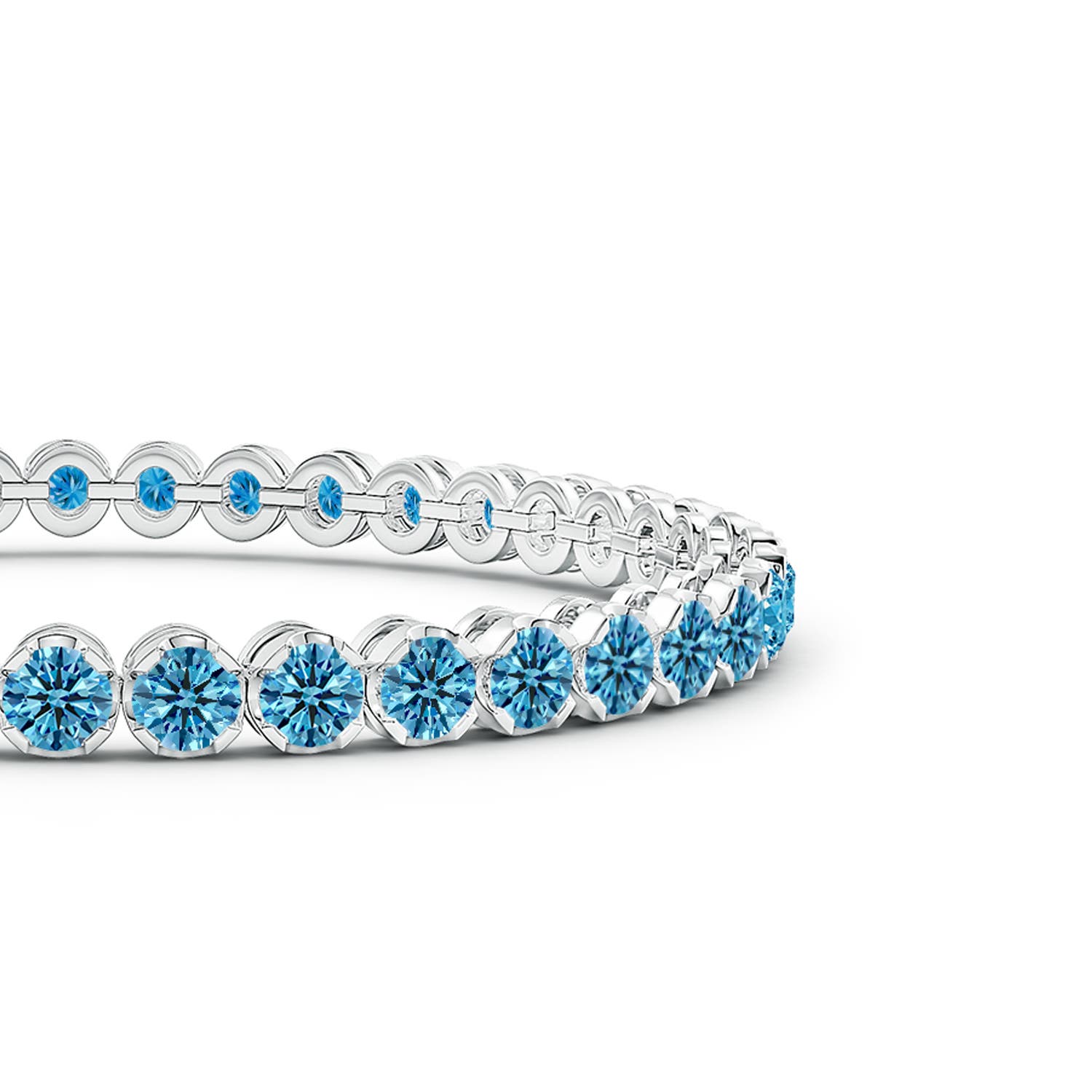 3.6mm AAAA Classic Round Fancy Intense Blue Diamond Tennis Bracelet in White Gold - side 3