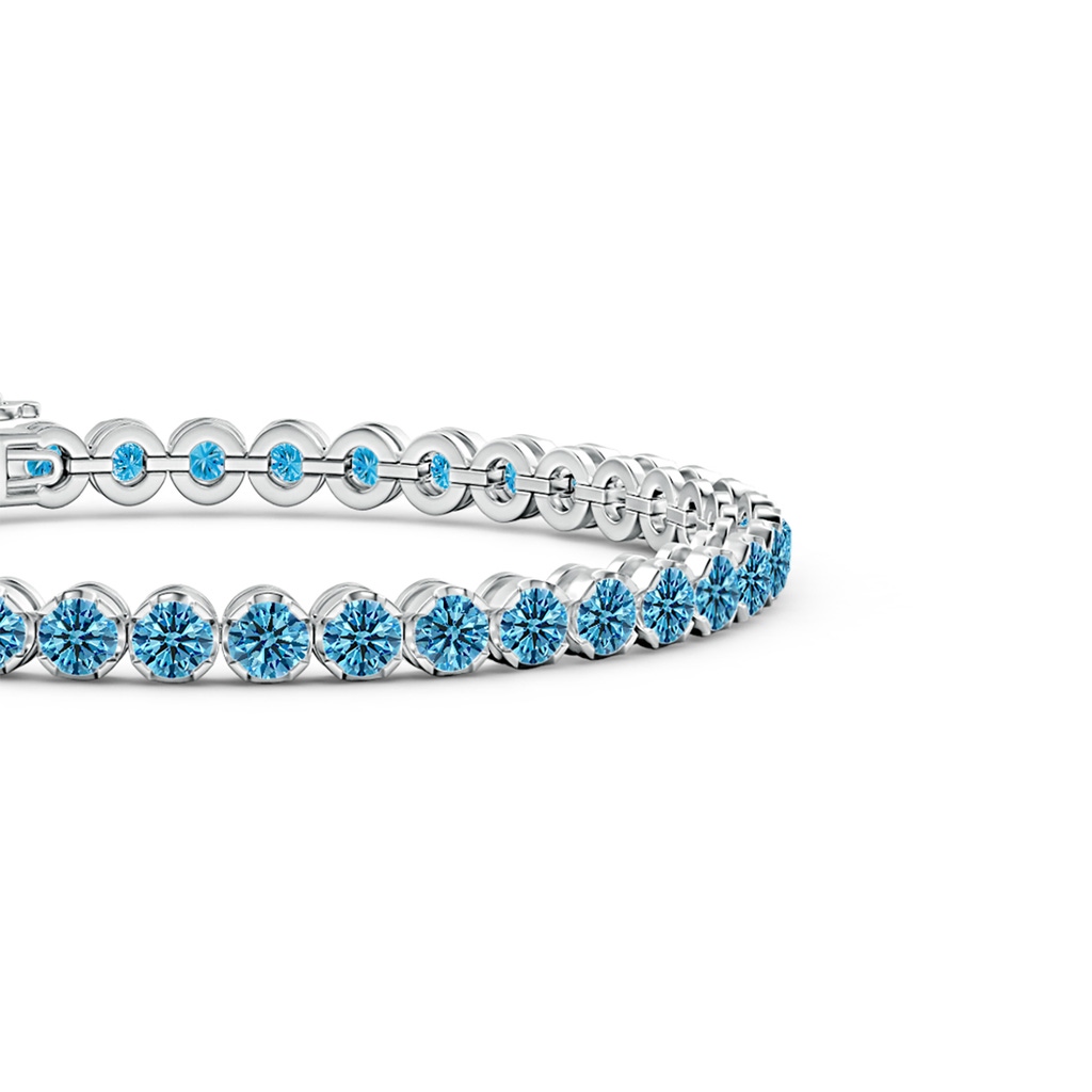 3.6mm AAAA Classic Round Fancy Intense Blue Diamond Tennis Bracelet in White Gold - side 199