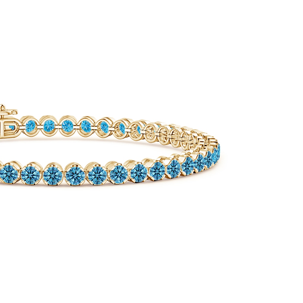 3mm AAAA Classic Round Fancy Intense Blue Diamond Tennis Bracelet in Yellow Gold - side 199