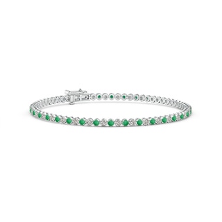 1.5mm A Classic Round Emerald and Diamond Tennis Bracelet in 9K White Gold