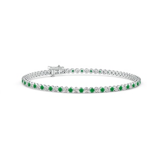 1.5mm AA Classic Round Emerald and Diamond Tennis Bracelet in 9K White Gold