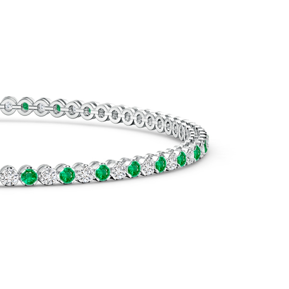 1.5mm AAA Classic Round Emerald and Diamond Tennis Bracelet in White Gold side 199