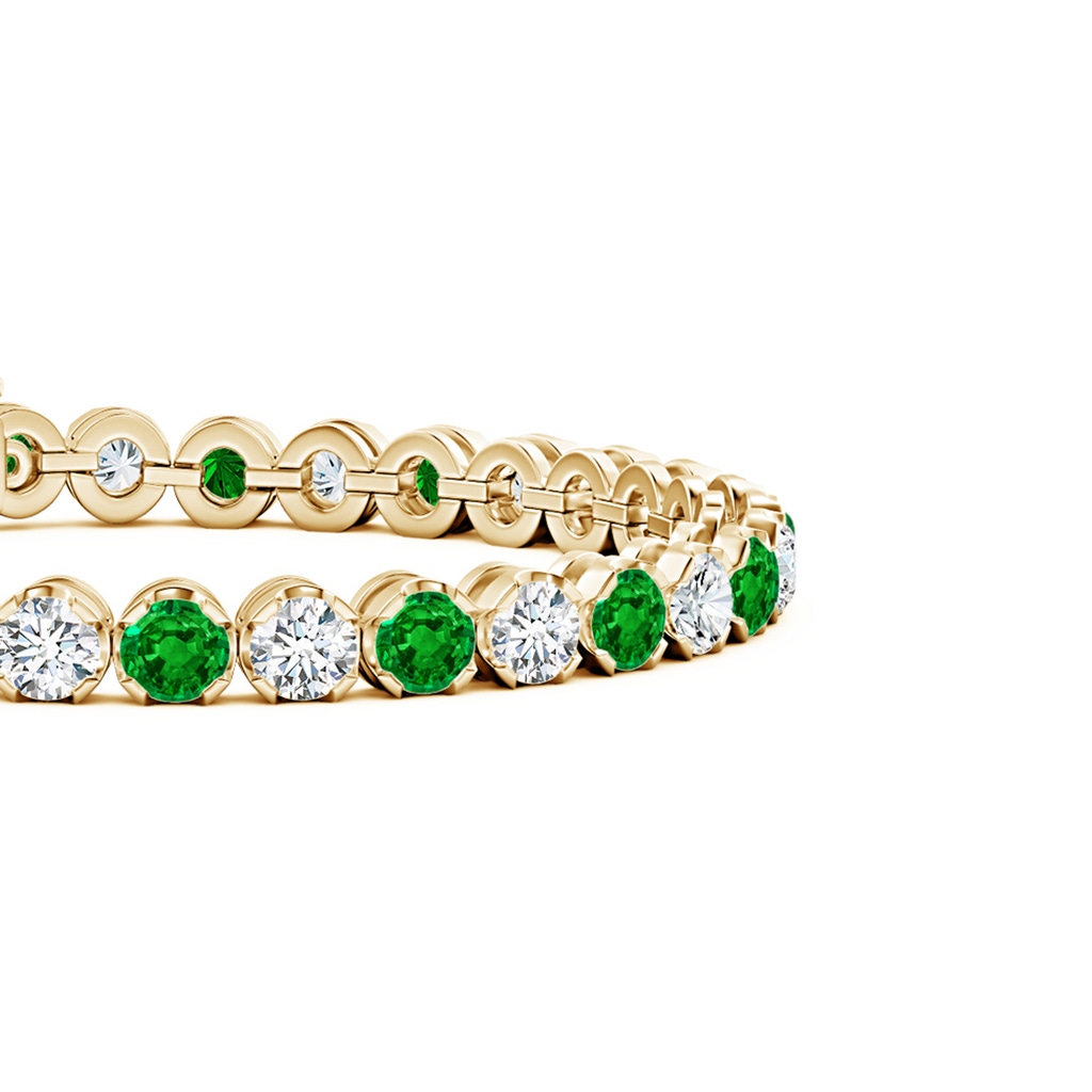 4.5mm AAAA Classic Round Emerald and Diamond Tennis Bracelet in Yellow Gold Side 199