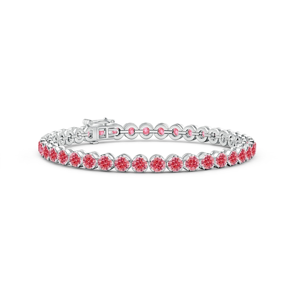 3.6mm AAAA Classic Round Fancy Intense Pink Diamond Tennis Bracelet in White Gold 