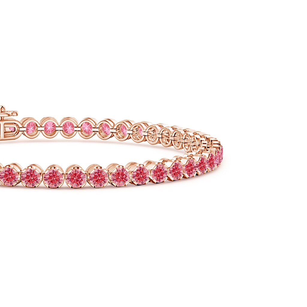 3mm AAAA Classic Round Fancy Intense Pink Diamond Tennis Bracelet in Rose Gold - side 199