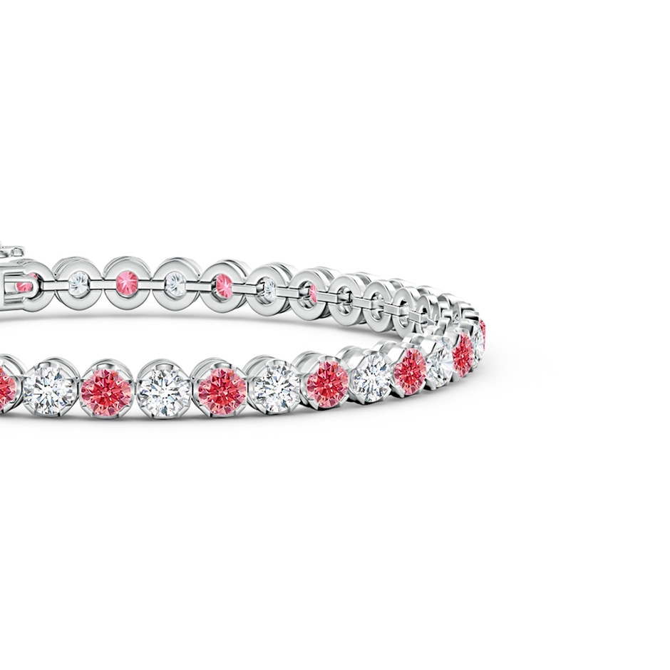 3.6mm AAAA Classic Round Fancy Intense Pink and White Diamond Tennis Bracelet in White Gold side 199