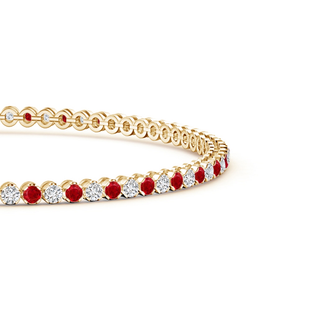 1.5mm AAA Classic Round Ruby and Diamond Tennis Bracelet in Yellow Gold Side 199