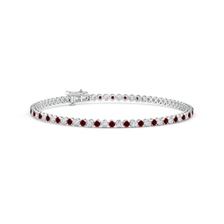 1.5mm AAAA Classic Round Ruby and Diamond Tennis Bracelet in White Gold