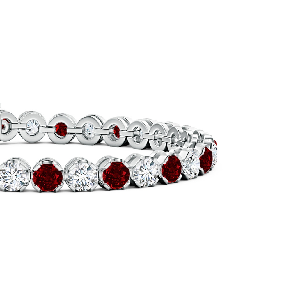 4.5mm AAAA Classic Round Ruby and Diamond Tennis Bracelet in White Gold Side 199
