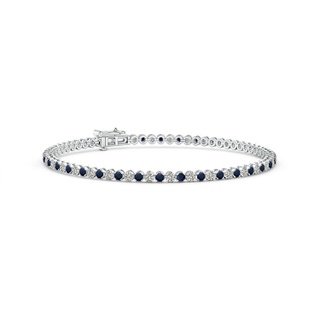 1.5mm A Classic Round Sapphire and Diamond Tennis Bracelet in 9K White Gold