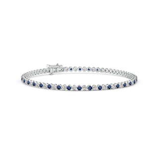 1.5mm AA Classic Round Sapphire and Diamond Tennis Bracelet in 9K White Gold