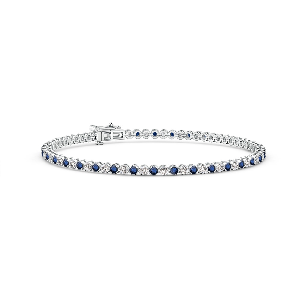 1.5mm AA Classic Round Sapphire and Diamond Tennis Bracelet in White Gold